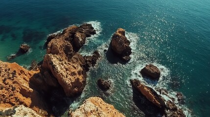 Summer coastline in Albufeira, Algarve.