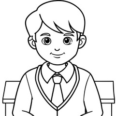 Obraz premium boy in student uniform is sitting in the classroom