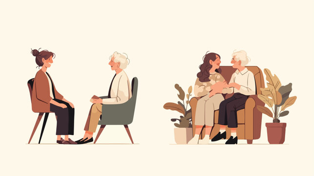 Intergenerational Conversation with Senior Woman: Mother and Son Talking