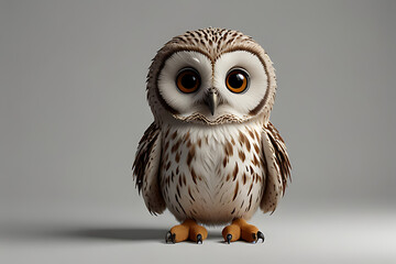 Obraz premium A beautiful baby owl. on white background.