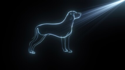 3d render Hologram dog