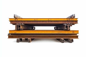 Obraz premium Stacked rusty yellow metal beams.