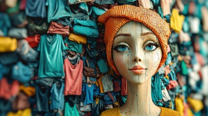 Fototapeta premium Contrasting fast fashion waste piles and eco-friendly standards in urban environments an insightful review on sustainability practices