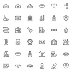 Pet shop line icons set