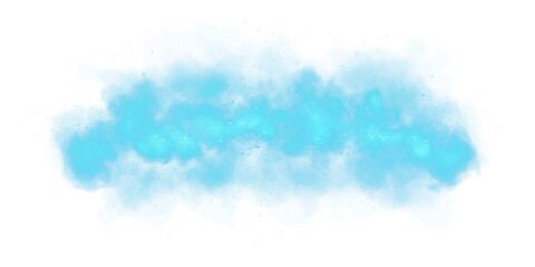 Fantastic blue smoke background. Magic blue smoke with glitter and small particles of twinkling stars. Fog with luminous particles. Blue vapor with stardust. Morning fog over land or water surface, ma