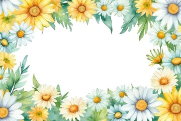 Obraz premium Floral Frame with Yellow Sunflowers Illustration