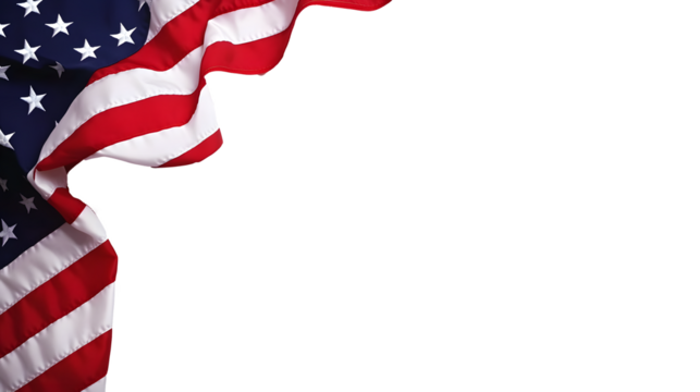 American Flag Corner Frame with White Background