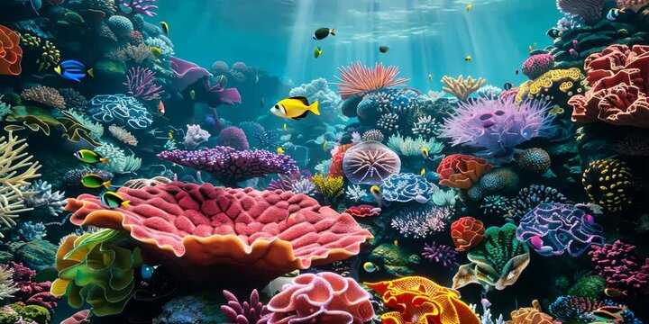 Colorful coral reef underwater, 4K Video