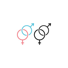 Gender male and female sexual sign icon.