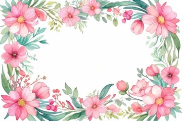 Beautiful Watercolor Flower Frame for Designing and Decoration