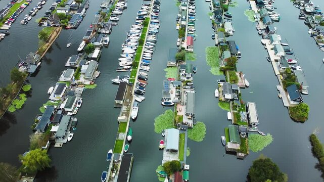 Houses and Boats, Islands and Canals. Scheendijk, Netherlands