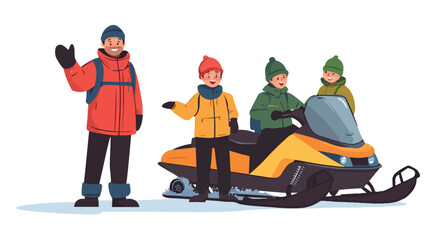 Mature Man Gesturing While Snowmobiling Adventure