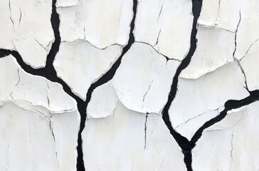 Obraz premium 白い壁にひび割れが広がる様子とそのテクスチャー
