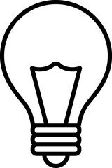 Obraz premium Light Bulb line icon, isolated on white background. Idea sign, solution, thinking concept. Lighting Electric lamp, electricity, shine, shiny. Flat style for graphic design, logo, web site, UI.