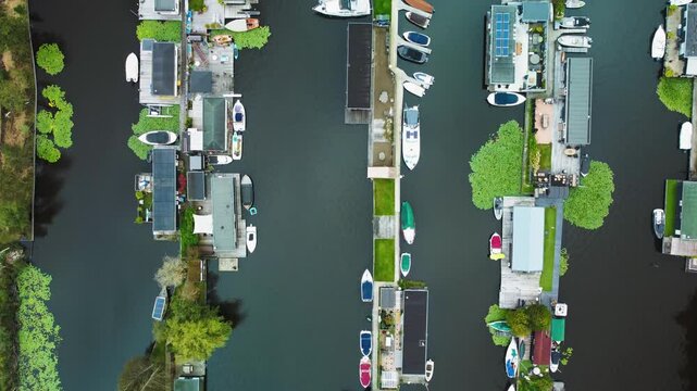 Houses and Boats, Islands and Canals. Scheendijk, Netherlands