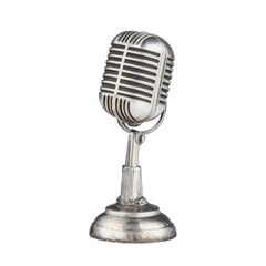 Fototapeta premium Vintage Silver Microphone Isolated on Transparent Background