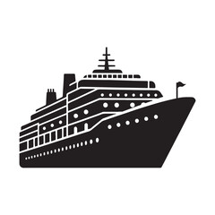 Cruise Ship silhouette on white background
