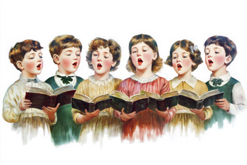 Classic Victorian Children choir illustration. Music. 