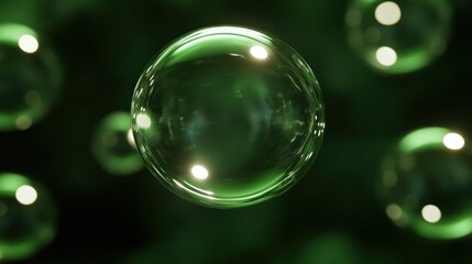 Naklejka premium Emerald Green Bubbles Abstract Macro Photography
