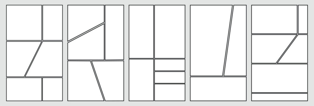 Set of templates for manga comic panels. Backgrounds for comics or manga. Comic or Manga background frames and panels, designed for use by mangaka or comic artists.