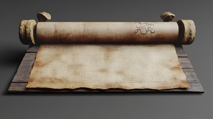 Ancient scroll isolated on transparent background