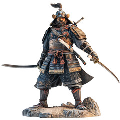 Obraz premium Front view of knight in full armor with sword shield isolated
