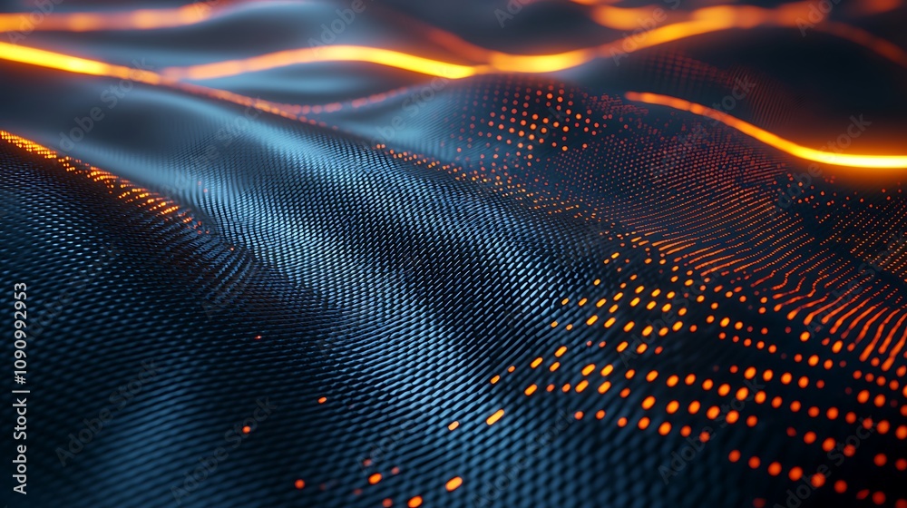 Poster Dynamic digital waves abstract environment visual art technology close-up viewpoint innovation concept