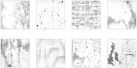 Fototapeta premium Grunge overlay textures. Vector distress textures. Crosshatch pattern texture set distressed. 