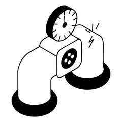 Damaged Supply Tube outline isometric vector, Handyman Services symbol, House Repairing sign, Civil Engineering and Building Contractor, Short radius elbows with Single  Turbine flow meter concept