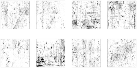 Obraz premium Collection of 8 grunge image. Grunge overlay textures. Vector distress textures.