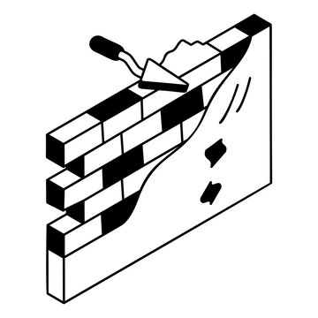black and white brick wall construction clip art preview