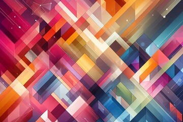 Obraz premium Abstract geometric shapes in vibrant gradient colors with transparency and overlapping elements
