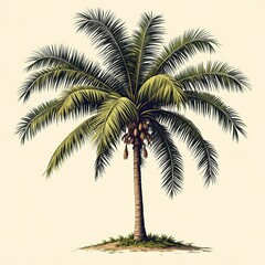 Obraz premium Vintage Exotic Palm Tree Clip Art Illustration