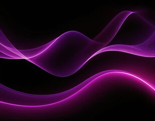 Fluid purple and pink light waves in perspective. Enchanting violet glow design on a dark background, featuring neon movement with flowing curves and mystical luminosity. Ai generated image.