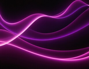 Fototapeta premium Fluid purple and pink light waves in perspective. Enchanting violet glow design on a dark background, featuring neon movement with flowing curves and mystical luminosity. Ai generated image.