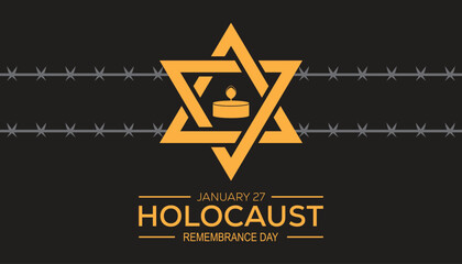 International Holocaust Remembrance Day observed each year during January. People Awareness concept. Vector template for banner, greeting card, poster with background.