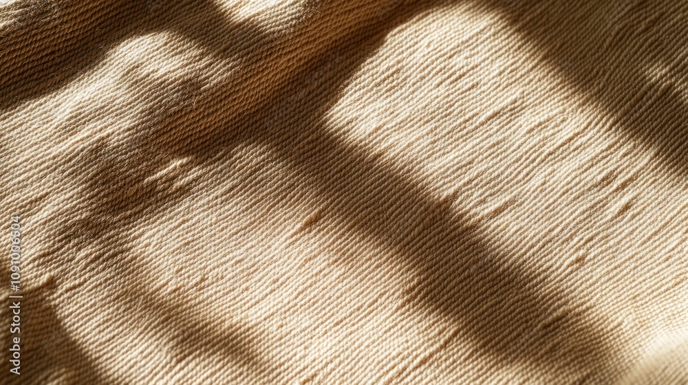 Poster Soft fabric texture illuminated by shadows, creating a warm and inviting atmosphere.