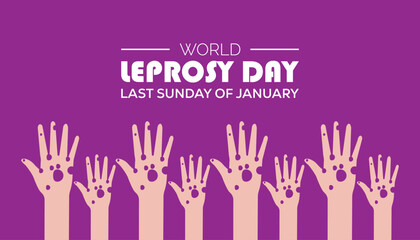 Fototapeta premium World Leprosy Day observed each year during January. Healthcare Medical Awareness concept. Vector template for banner, greeting card, poster with background.
