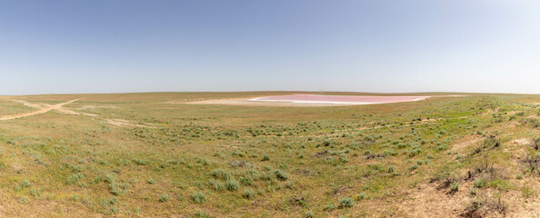 Fototapeta premium Mekletinskoe pink lake. Kalmykia Republic, Russia.