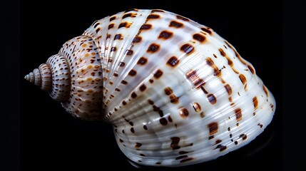 Fototapeta premium A close-up view of a beautifully patterned seashell showcasing intricate designs and natural colors.