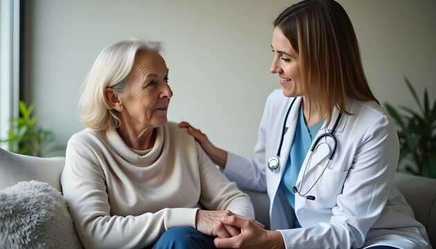 M&eacute;dico asistiendo a una persona mayor, ofreciendo cuidado y atenci&oacute;n profesional