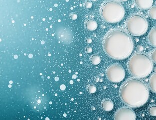 Soft cream with water droplets on a blue background for skincare products display