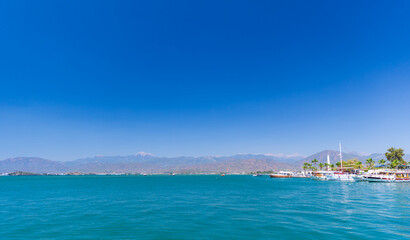 Fototapeta premium Fethiye seaside panoramic photo taken on a sunny summer day