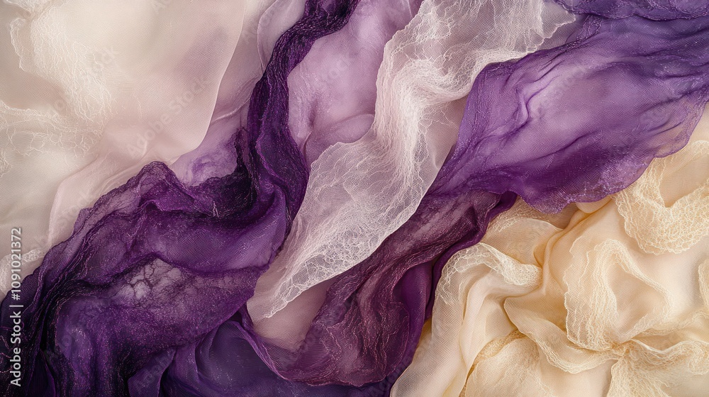 Poster A close-up of flowing fabrics in soft colors, showcasing texture and elegance.
