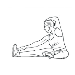 A woman is stretching her leg. She is wearing a tank top and shorts. She is sitting on the floor