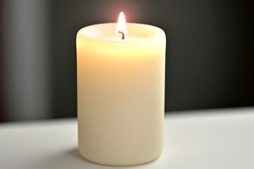 Single lit candle in soft focus background