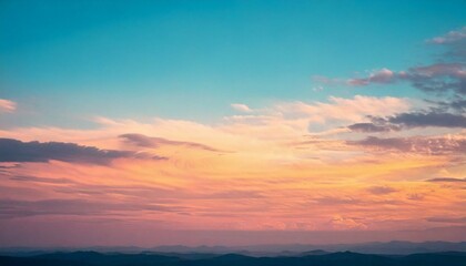 オレンジと青空のグラデーション 夕方 夕焼け 魅惑的 幻想的