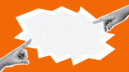 Halftone poster with hand.  Space for text. Trendy vector pieces. Gesture signs. Modern art collage with hand. Trendy vector pieces. Creative collagebatch_november_10.11 © bosotochka
