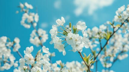White Blossoms Against a Bright Blue Sky