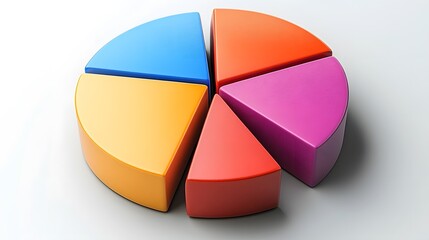 Obraz premium A dynamic 3D pie chart with bold color contrasts and a polished metallic base